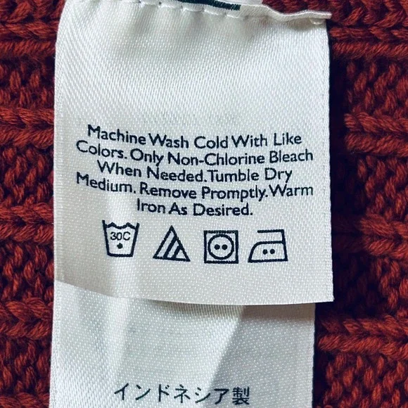 Eddie Bauer Men's‎ Cotton Sweater – Large Orange Ribbed Knit Fall Winter - Picture 5 of 9